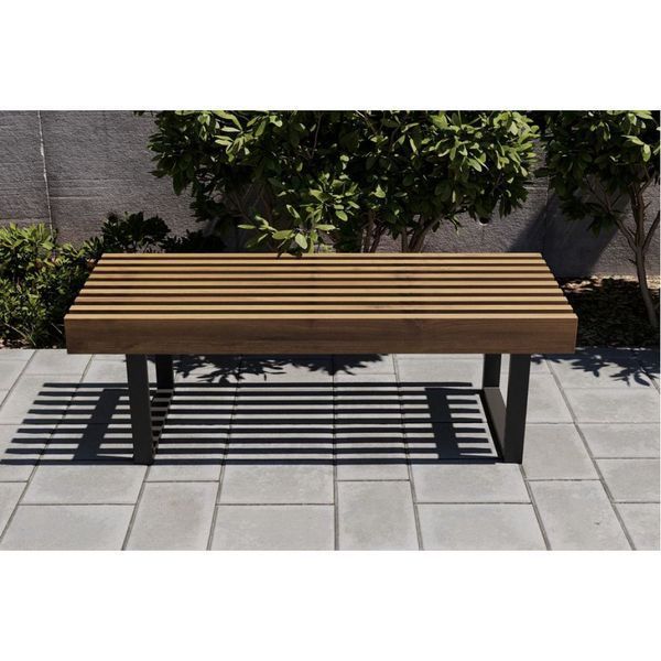 Вулична лавка без спинки &laquo;Urban Patio EcoLine Bench 1300&raquo; в стилі лофт &mdash; Тік N002 фото