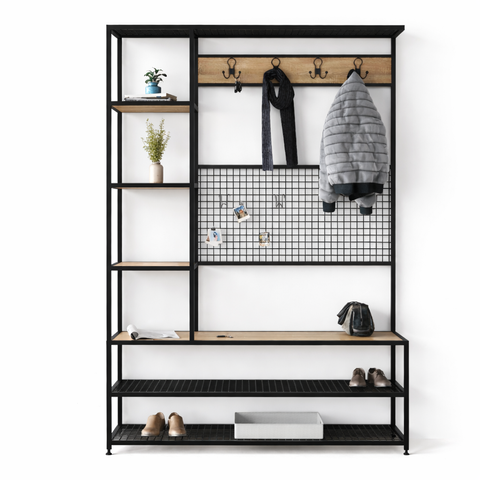 Передпокій лофт &laquo;Urban Rack 1400 UR-02&raquo; з сіткою та боковим стелажем &mdash; Тахо Р37 фото