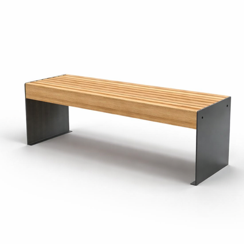 Вулична паркова лавка без спинки &laquo;Bench S1&raquo; в стилі лофт &mdash; Тік QRR9 фото